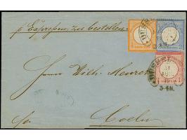 “DÜSSELDORF 31.AUG.72” (Spalink 11-1N2) zweimal recht klar auf kleiner Schild 1 Gr. karmin, 2 Gr. grauultramarin und ½ Gr. or