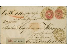 “DÜSSELDORF 19.OCTBR.67” (Spalink 11-2) mehrfach klar auf Preußen Ganzsachen-Umschlag 1 Sgr. mit wertstufengleicher Zufrankat