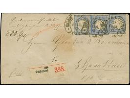 “DÜSSELDORF** 27.FEBR.73” (Spalink 11-3), mehrfach klar auf kleiner Schild 2 Gr. gruultramarin und zwei Einzelwerten großer S