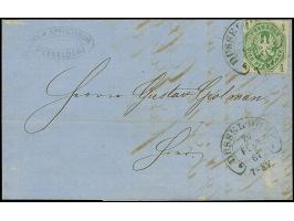 “DÜSSELDORF 26.FEBR.67” (Spalink 11-5) auf Preußen Wappen 4 Pfge smaragdgrün auf komplettem Faltbrief im Ortsverkehr. Für Ort