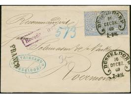 “DÜSSELDORF 16.DECBR.69” (Spalink 11-5) klar auf waagerechtem Paar Norddeutscher Postbezirk 2 Gr. gezähnt als tarifgerechte M