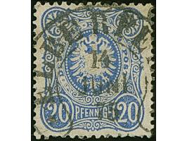 “ELBERFELD 14.JUIN.75” (Spalink 12-6) klar auf loser Marke 20 Pfge. dunkelultramarin. Die farbfrische Marke hat verkürzte Zäh
