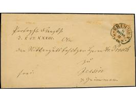 “GRIMMEN 11.DECBR.73” (Spalink 15) sehr klar auf großer Schild ½ Gr. orange auf komplettem Faltbrief nach Jessin in den eigen