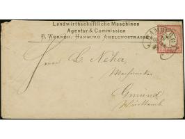 “HAMBURG I.A. 16.OCTBR.74” (Spalink 17-2M) klarer Abschlag ohne Zeitgruppenriegel auf großer Schild 1 Gr. karmin auf Vordruck