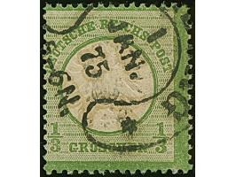 “HAMBURG** 1.JAN.75” (Spalink 17-6) sehr klar auf loser Marke großer Schild ⅓ Gr, dunkelgraugrün. Die farbfrische Marke ist g