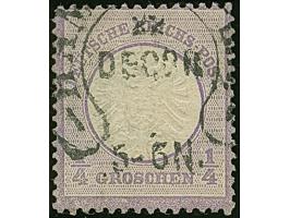 “HAMBURG-L.E.22.DECBR (74)” (Spalink 17-14) ohne Jahreszahl klar auf loser Marke großer Schild ¼ Gr. grauviolett. Die farbfri