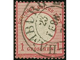 “HAMBURG-L.E. 23.FEBR.75” (Spalink 17-15) klar auf loser Marke großer Schild 1 Gr. karmin. Die farbfrische Marke ist deutlich