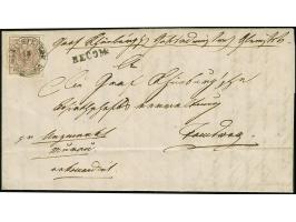 “GLEINSTETTEN 15-12”, sauber auf 6 Kr. braun auf Machinepapier, allseits breitrandig, mit nebengesetztem zusätzlichem “RECOM: