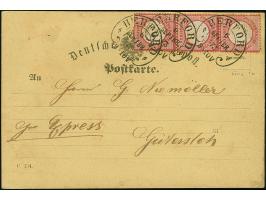 “HERFORD 6.SEPTBR.73” (Spalink 18) mehrfach klar auf senkrechtem Dreierstreifen großer Schild 1 Gr. karmin als tarifgerechte 