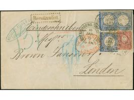 “KÖNIGSBERG i. PR. P.A. OST BHF. 15.JAN.75” (Spalink 20-2) mehrfach klar auf drei Einzelmarken großer Schild 2 Gr. ultramarin