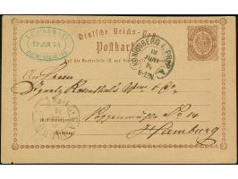 “KÖNIGSBERG i. PR. P.A. 12.JUNI.74” (Spalink 20-3) klar auf leicht verschnittener Ganzsachenkarte ½ Gr. nach Hamburg mit vord
