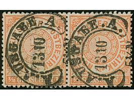 “A.AUSGABE.A 13.10.” (Spalink 21-2M) ohne Trennstrich und Jahreszahl, zweimal sehr klar auf waagerechtem Paar Norddeutscher P