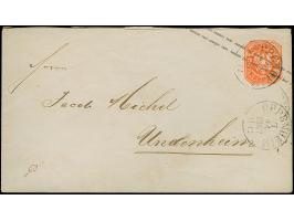 1867, Umschlag 2 Kr. orange, mit auf- und nebengesetztem EKr. "OPPENHEIM 7 11 1867", nach Undenheim
