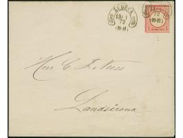 “LÜBECK 13.1.72” (Spalink 22-2) klar auf kleiner Schild 1 Gr. karmin als tarifgerechte Einzelfrankatur auf Drucksachen-Faltbr