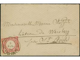 “METZ 8.AUG.72” (Spalink 25-1) klar auf großer Schild 1 Gr. karmin auf Brief nach St. Avoid mit Ankunftsstempel. Die farbfris