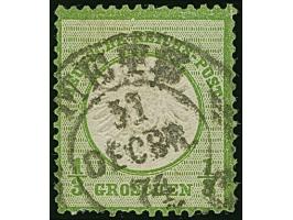 “METZ 31.DECBR.74” (Spalink 25-1N) recht klar auf loser Marke großer Schild ⅓ Gr. gelblichgrün mit Plattenfehler “helle Kerbe