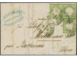 MÜHLHAUSEN i. ELS. 28.1.72" (Spalink 26-2) mehrfach etwas undeutlich auf drei Einzelmarken kleiner Schild ⅓ Gr. dunkelsmaragd