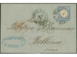 “MÜHLHAUSEN i. ELS. 26.JAN.72” (Spalink 26-3) recht klar auf kleiner Schild 2 Gr. grauultramarin auf komplettem Faltbrief mit