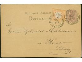 “MÜLHAUSEN i. ELS. BHF. 20.FEBR.75” (Spalink 26-6) zweimal recht klar auf Ganzsachenkarte 5 Pfge mit tarifgerechter Zufrankat