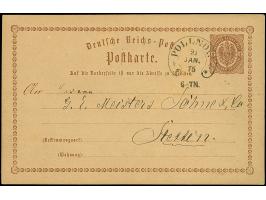 “POLLNOW 21.JAN.75” (Spalnik 31) sehr klar mit nach unten versetzter Uhrzeitengruppe auf Ganzsachenkarte ½ Gr. nach Stettin i