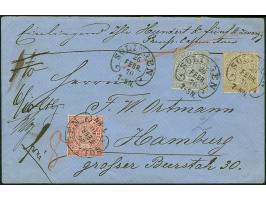 “SOLINGEN 26.FEBR.70” (Spalink 34-2) mehrfach klar auf Norddeutscher Postbezirk 5 Gr. durchstochen sowie 1 Gr. und 2 Gr. gezä