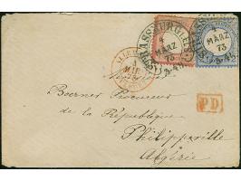 “STRASSBURG i. ELS. 4.MÄRZ.73” (Spalink 36-1) zweimal klar auf großer Schild 1 Gr. karmin und 2 Gr. grauultramarin auf Briefk