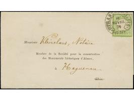 “STRASSBURG i. ELS. 16.NOVBR.74” (Spalink 17-1N) sehr klar auf großer Schild ⅓ Gr. gelblichgrün als tarifgerechte Einzelfrank