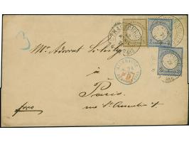 “STRASSBURG i. ELS. BHF. 22.APRIL.74” (Spalink 36-2N) mehrfach recht klar auf zwei Einzelmarken 2 Gr. grauultramarin, die unt