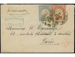 “STRASSBURG i. ELS. BHF 15.APRIL.74” (Spalink 36-2N) zweimal klar auf großer Schild 1 Gr. karmin und 2 Gr. grauultramarin als