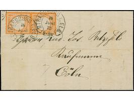 “STRASSBURG i. ELS” (Spalink 36-3) zweimal klar auf senkrechtem Paar kleiner Schild ½ Gr. orange auf komplettem Faltbrief nac