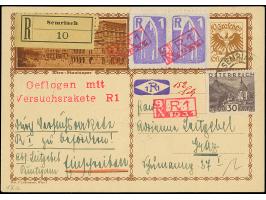 Österreich: 1931, Schmiedl Rakete R1 vom 9.9., eingeschriebene Ganzsachenkarte 10 Groschen mit 30 Gr. mit Stempel "SEMRIACH 9