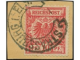 “STRASSBURG i. ELS. ”(Spalink 36-5MN) ohne Datum und Jahr sehr klar auf Krone/Adler 10 Pfg. karmin auf Briefstück in einwandf