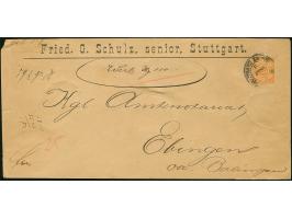 “STUTTGART K.W. POSTAMT I. 17.JUNI(93)" (Spalink 37-1M) ohne Zeigruppenriegel auf Württemberg 25 Pfg. dunkelorange als tarifg