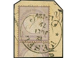 “WESEL** 12.JULI.72” (Spalink 40) klar auf kleiner Schild ¼ Gr. grauviolett mit Teil einer zweiten Marke auf Briefstück. Die 