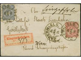 “ZABERN i. ELS. 26.JAN.75” (Spalink 41) mehrfach klar auf 10 Pfge karminrosa und 20 Pfge grauultramarin als tarifgerechte Fra