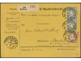 “DUISBURG 20.APRIL.74” (Spalink 10) mehrfach sehr klar auf großer Schild 1 Gr. karmin und senkrechtes Paar 2 Gr. grauultramar