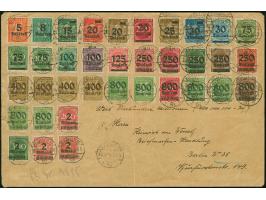 1923, Aufdruck-Ausgaben der Hochinflation komplett mit 36 verschiedenen Werten inkl. 800 Tausend auf 500 M. je mit Stempel “B