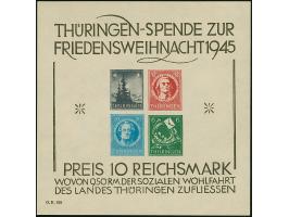 1945, Weihnachts-Block auf weißem Kartonpapier ohne Durchstich (Blocktype I), sogen. Sonderdruck, postfrisch, links eine unau
