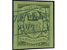 ⅓ Gr, auf grün, farbfrisch und voll- bis meist breitrandig, sehr schön entwertet durch klaren Ra2 “ZETEL 30/7”. Tadellos. Fot