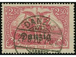 2.50 M. rosakarmin mit zeitgerechter Entwertung “DANZIG *1g 27.8.20”, in einwandfreier Erhaltung, signiert Kniep BBP und Infl