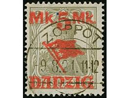 5 M. auf 2 Pfg. ohne Netzuntdruck, mit zeitgerechter Entwertung “ZOPPOT (*f*) 9.8.21”, in einwandfreier Erhaltung, signiert S