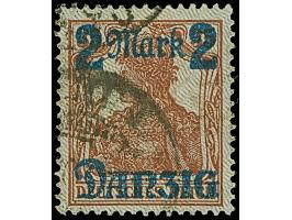 2 M. auf 35 Pfg. mit doppeltem Netzunterdruck, Spitzen nach oben, mit zeitgerechter Entwertung, in einwandfreier Erhaltung, s