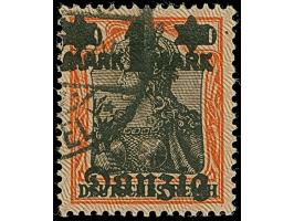 1 M. auf 30 Pfg. mit doppeltem Netzunterdruck, Spitzen nach unten, mit zeitgerechter Entwertung, in einwandfreier Erhaltung, 