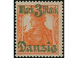 3 M. auf 7½ Pfg. mit doppeltem Netzunterdruck, Spitzen nach oben, postfrisch und in tadelloser Erhaltung, sign. Hochkeppeler 