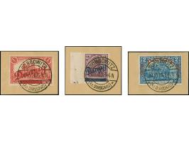 1920, großer Innendienst 60 Pfg. mit linken Bogenrand, 1 M. und 2 M. jeweils mit sehr klarer, zeitgerechter Entwertung “SOBBO