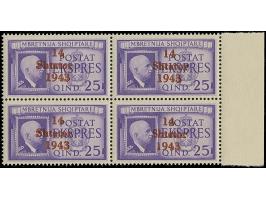 1943, Freimarken 1-25Q. einheitlich in Viererblocks, teils mit Seitenrand, postfrisch, 1Q. ein Wert winziger Stockfleck, sons