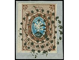 MINSK: 10 kopeck brown &amp; blue, ample to large margins, tied by clear dotted circle “25” to piece. Very fine. Signed Buchs