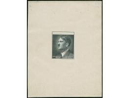 1942, Hitler 1-2,40K., Einzelabzug (57x75mm) auf ungummiertem Papier, &nbsp;in von der endgültigen Ausgabe etwas abweichendem