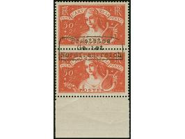 1940, Musica 50C. im senkrechten Unterrandpaar mit gemeinsamen, waagerechten Aufdruck, postfrisch, tadellos, sehr selten, sig