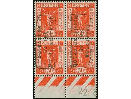 1940, Expo 1937 50C. im senkrechten Unterrandviererblock, dabei der Aufdruck jeweils senkrecht über zwei Marken als Kehrdruck